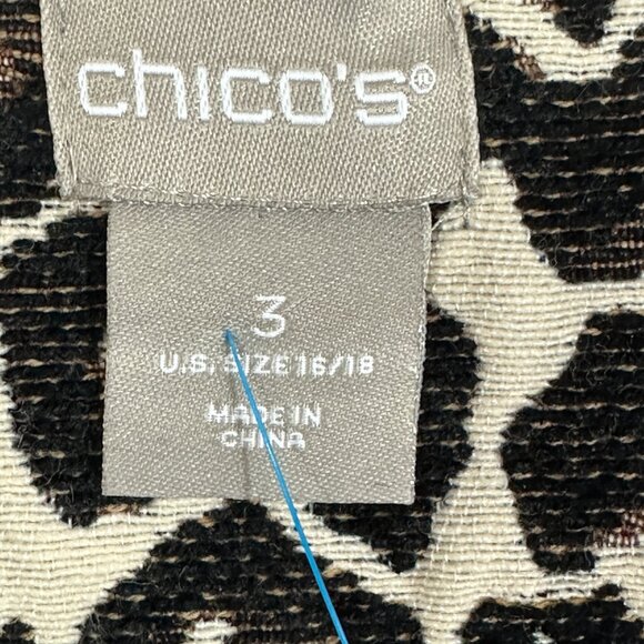 Chico's Open Front Blazer Leopard Print Women's Sz 3 / 16 Jacquard Jacket - Picture 2 of 11